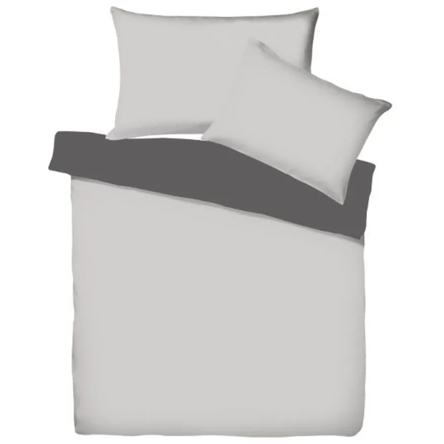 Living Home Bettwäschegarnitur Uni Doubleface Silber/Anthrazit Baumwolle 200 x 210 65 x 65 cm