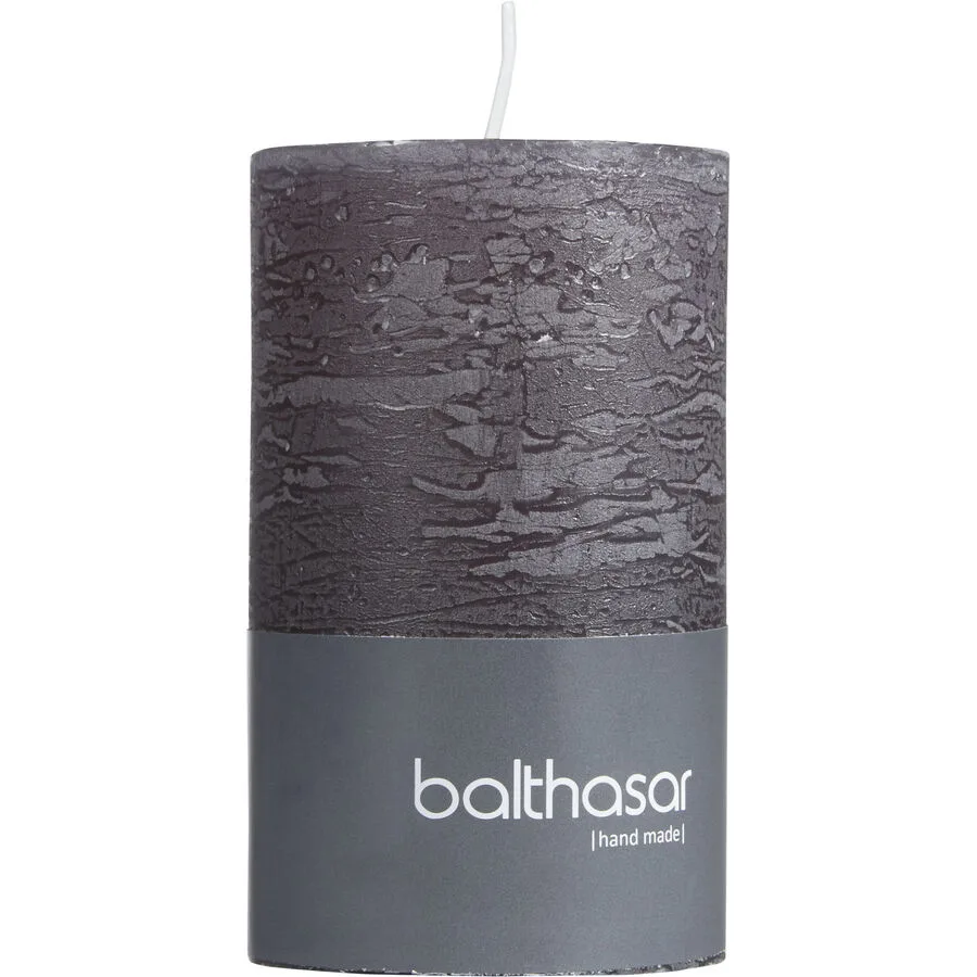 Balthasar Kerze Rustico dunkelgrau H10 cm D6 cm, Brenndauer 10h - Farbe: taupe - Material: Wachs