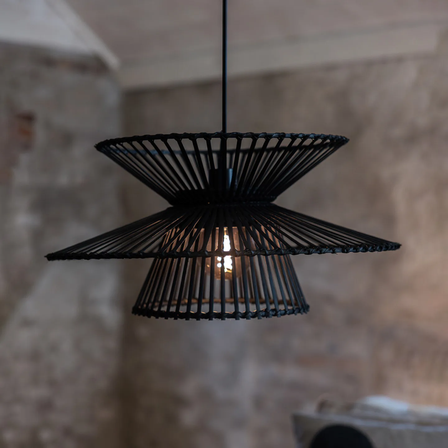 Duplici 1 pendellampa Black - Markslöjd - Vardagsrum - Bambu - Med lampskärm