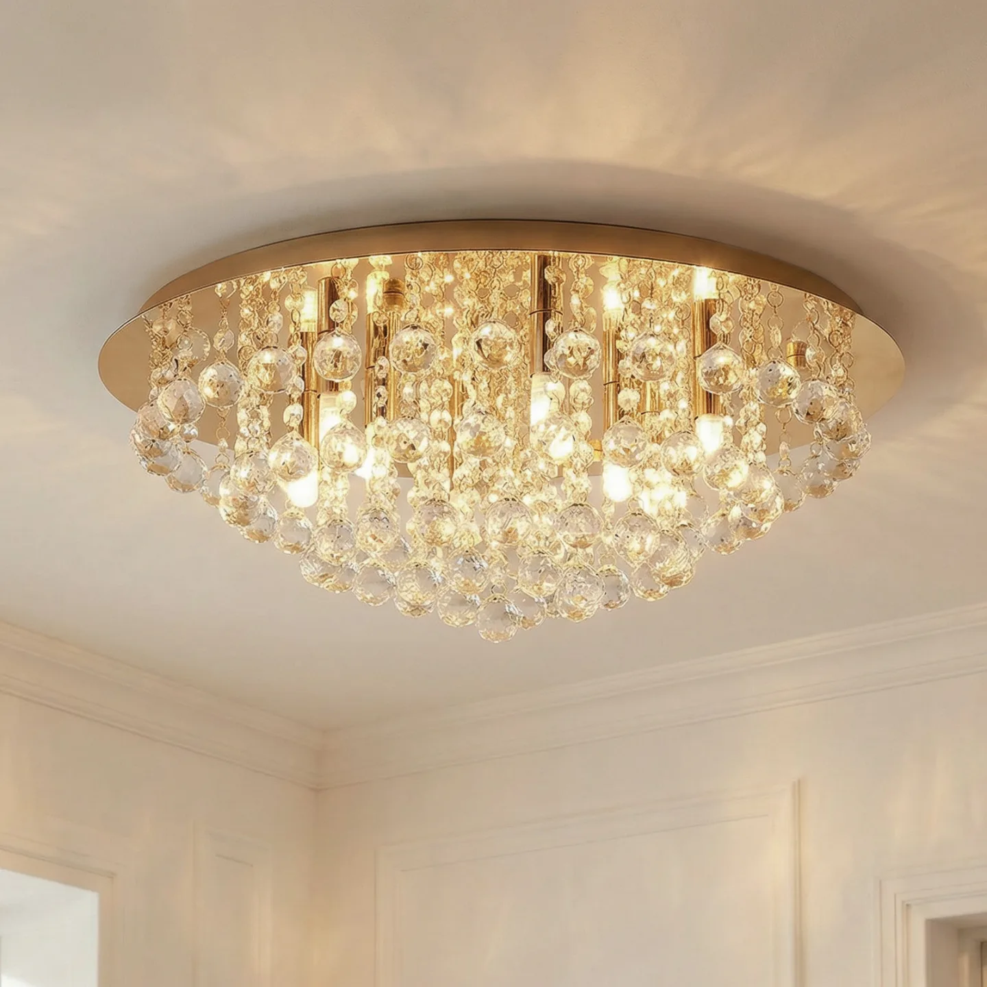 Gillion Loftlampe Gold - Lindby - Stue - Moderne - Krystal - Med flere lyskilder