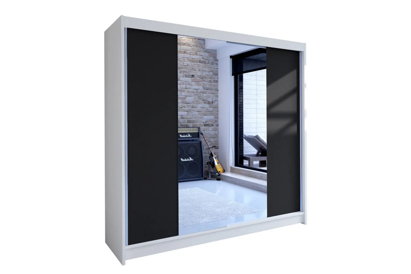 Talin Garderob 180x58x215 cm - Vit/Svart