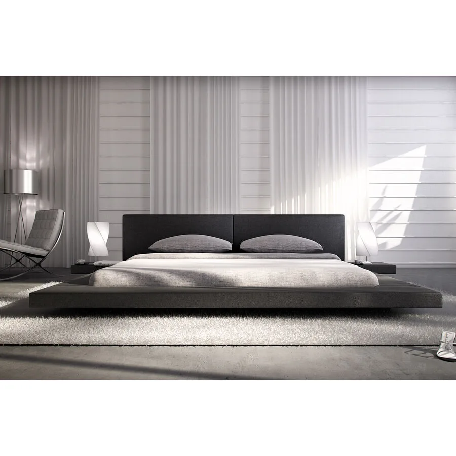 Bett Dylan Schwarz Kunstleder 140 x 200 cm