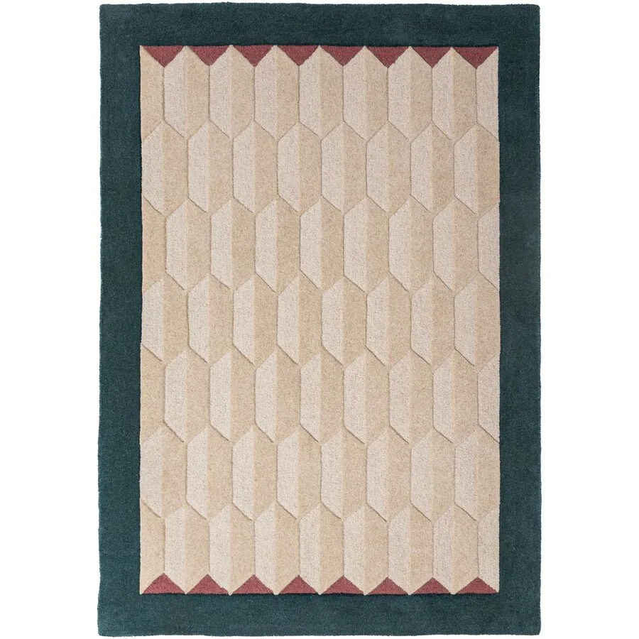 Teppich Auberon Türkisgrün Symmetrie 100% Wolle 200 x 290 cm