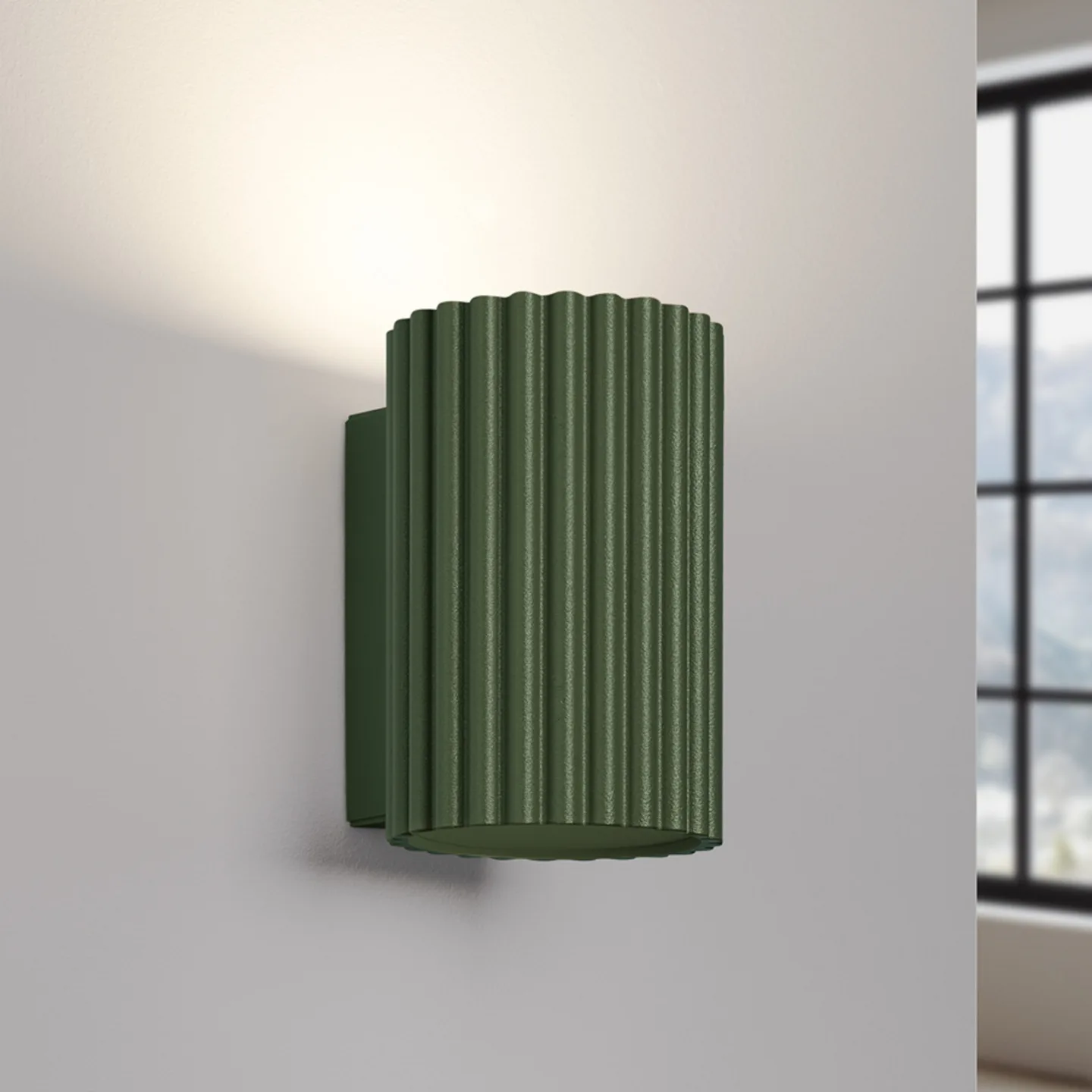 ALORA væglampe højde 10 cm olivengrøn metal 1 x GU10 - SOLLUX SOLLUX LIGHTING - Stue - Aluminium - Med én lyskilde