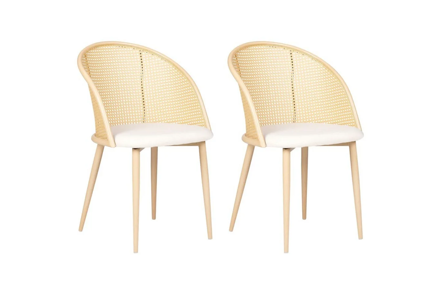 Set med 2 matstolar Cornell - Ljus trä, beige