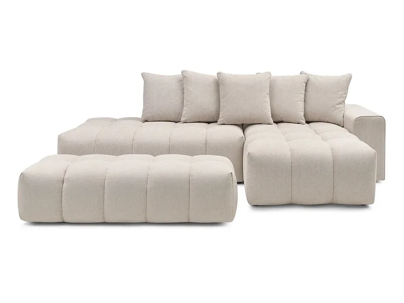 Ecksofa mit Hocker BOBOCHIC MONT-BLANC Stoff chiniert beige