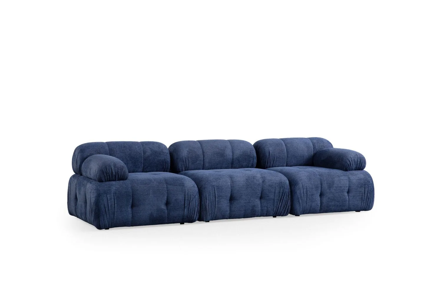 Belgin Bubblig Soffa 3-sits med fasta armstöd - Blå