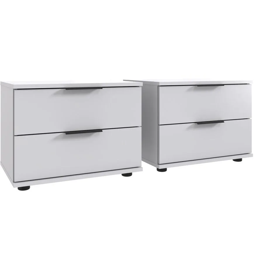 Nachttisch 2er-Set Metaa Weiss Holzwerkstoff 104 cm