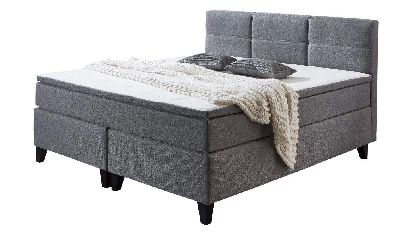 Boxspringbett 180 x 200 cm grau Stoffbezug - SAMIRO