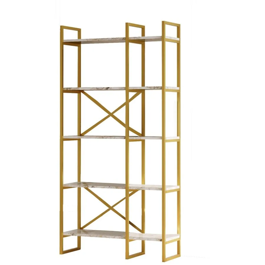 Bücherregal Yemek marmor Melaninbeschichtete Mischholz (Spanplatte) B 87.5 H 175 cm