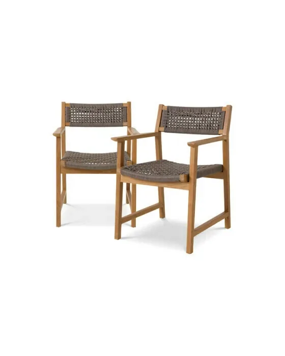 Cancun spisestol natural teak i sæt med 2