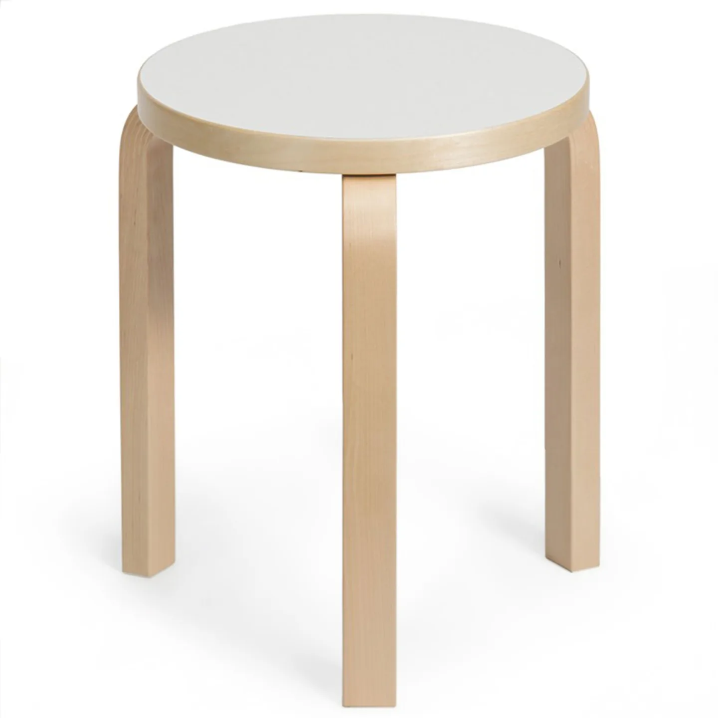 Artek - Stool 60 sittpall klarlackad björk / vit laminat - Pallar - Alvar Aalto