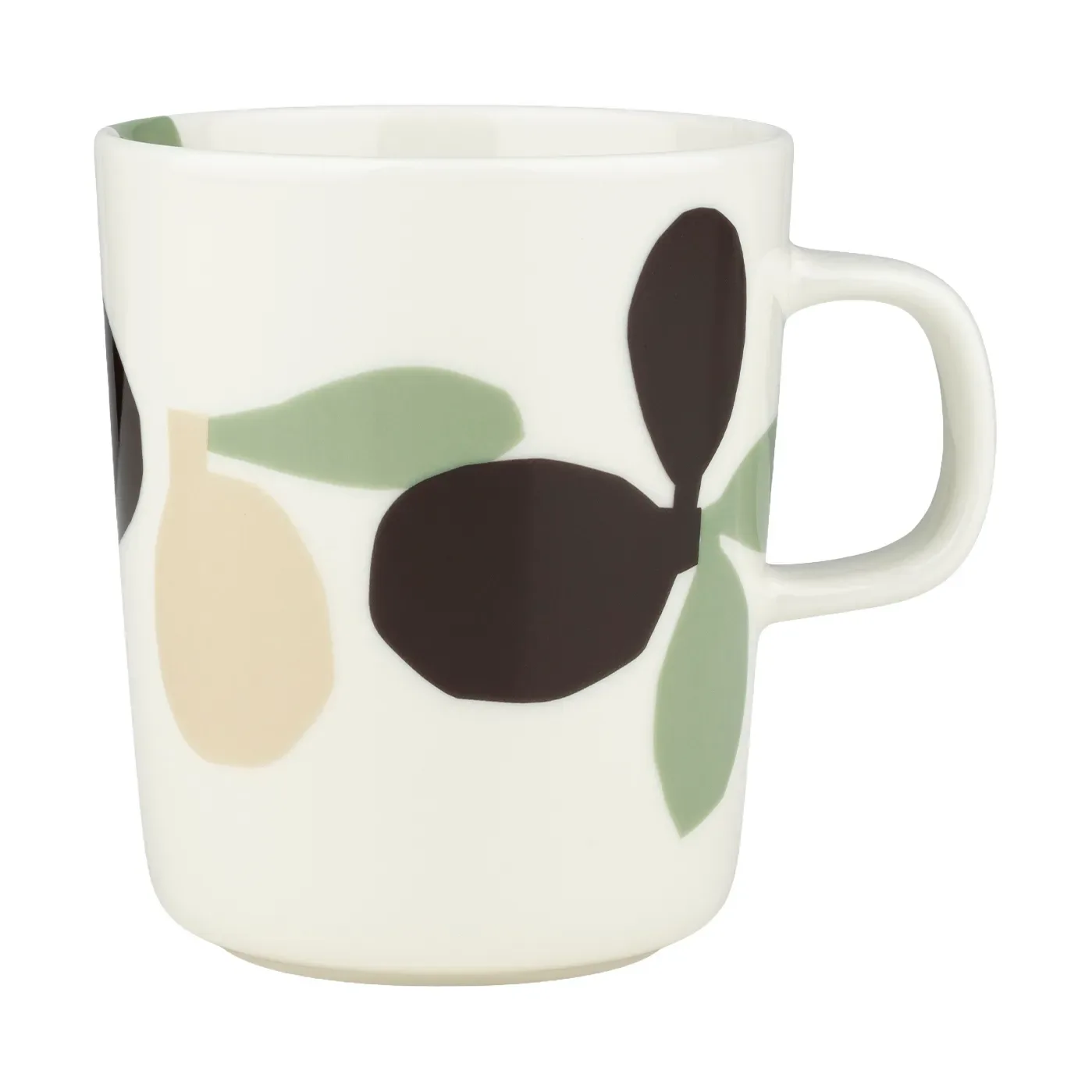 Marimekko Omppo Becher White, sage, black brown, linen, 2,5 dl