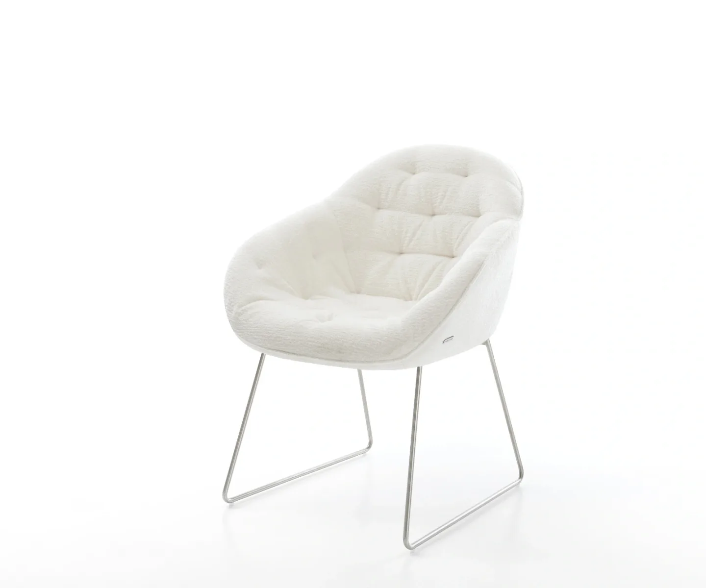 Esszimmerstuhl Gaio-Flex Bouclé Soft Beige Kufengestell Edelstahl