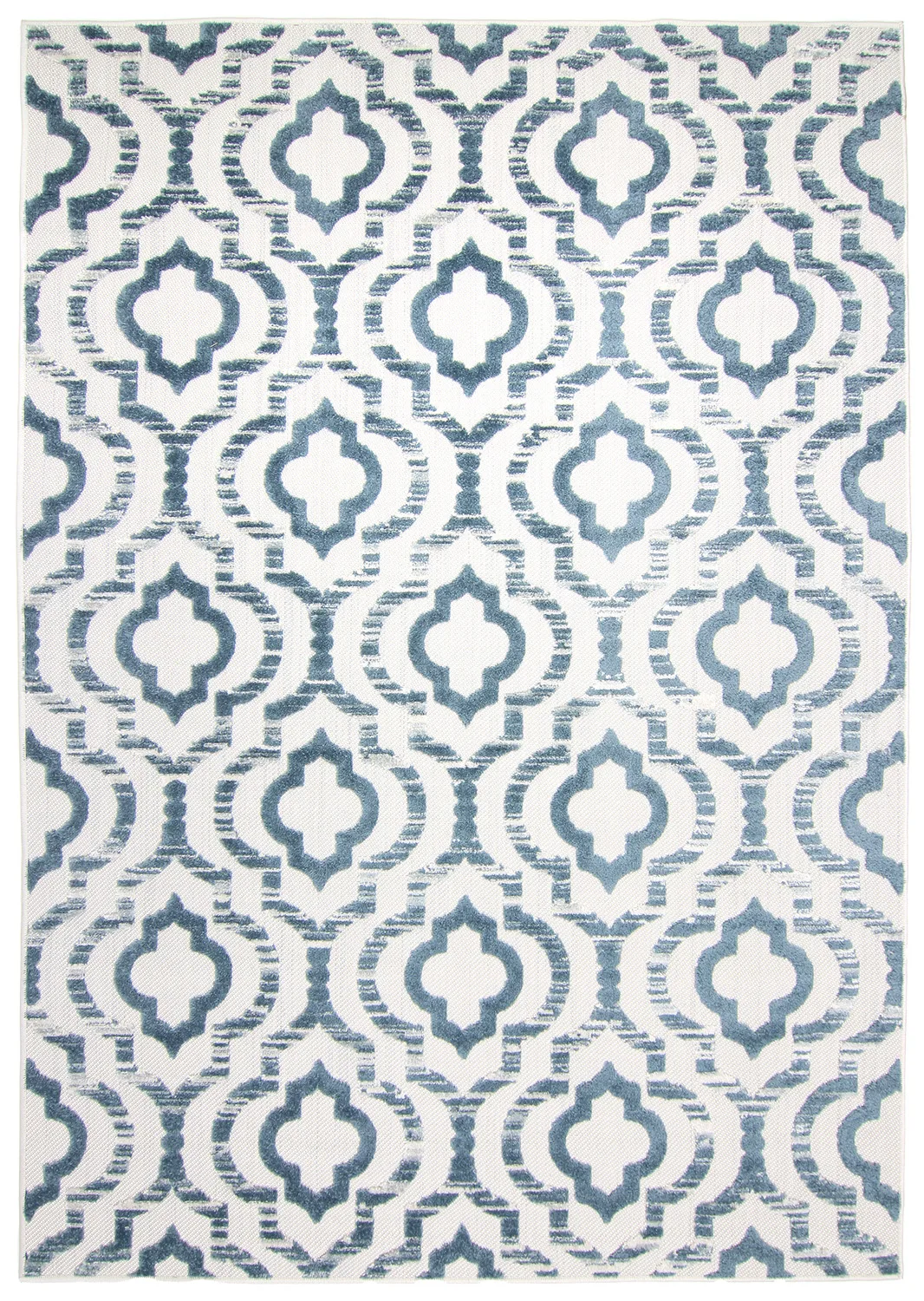 Shaggy Indoor-Outdoor - Trenton (hvit/blå) (Størrelse: 160 x 230 cm)