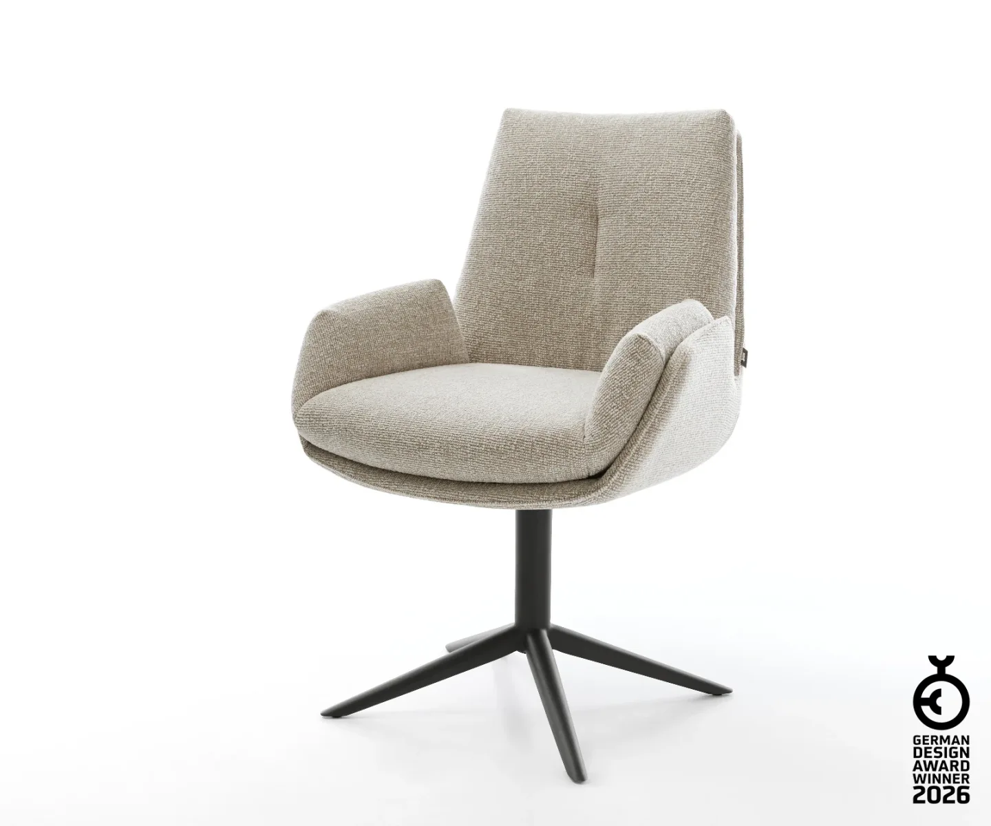 Drehstuhl Clea-Flex Webstoff Soft Beige Fußkreuz Schwarz 360° drehbar Wippfunktion
