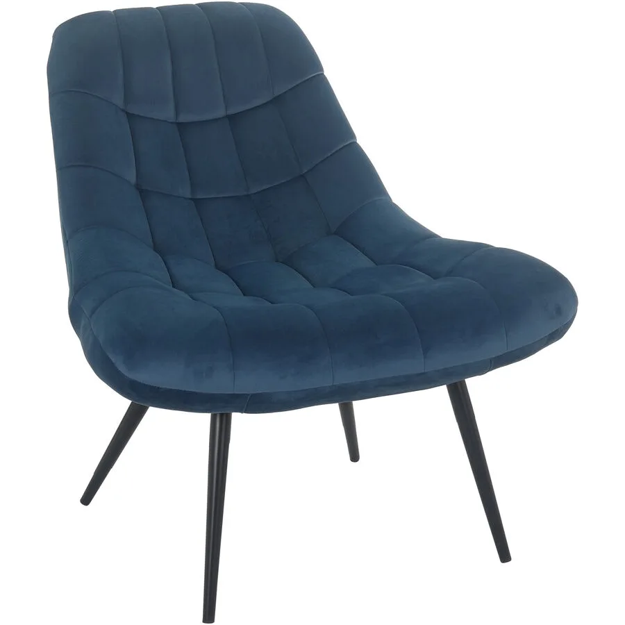 Sessel Bruce Blau, Schwarz Samt, Metall B 76 cm T 85.6 cm H 85.6 cm