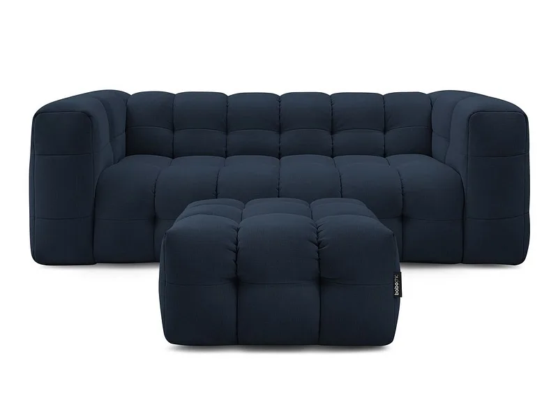 3er Sofa mit Hocker BOBOCHIC CLOUD Stoff dunkelblau
