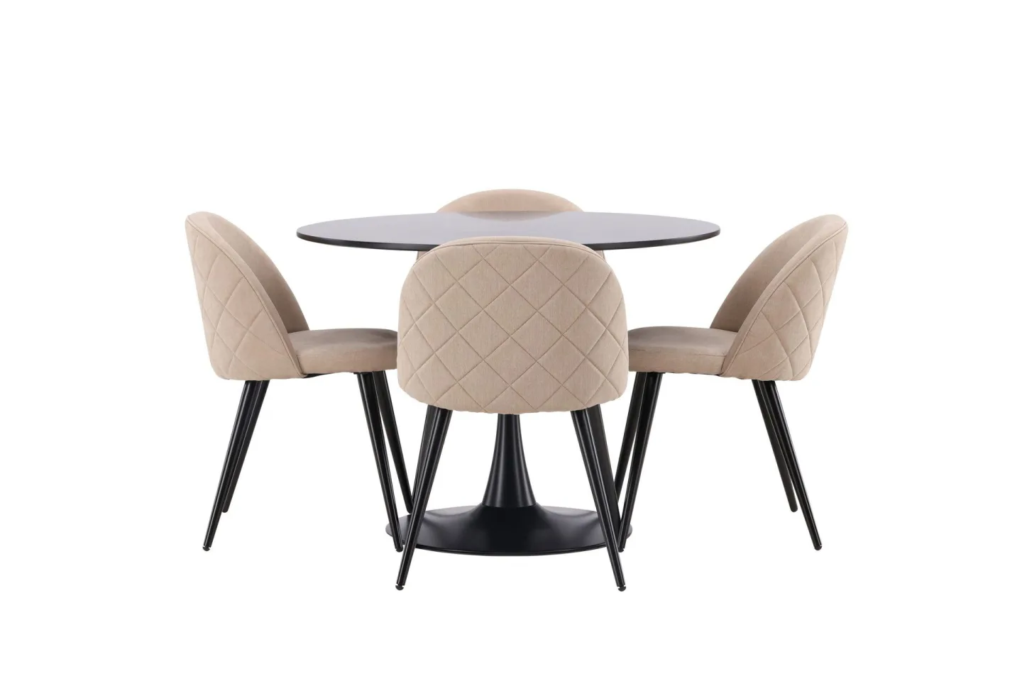 Glade Matgrupp 100 cm Rund med 4 Velvet stolar - Beige