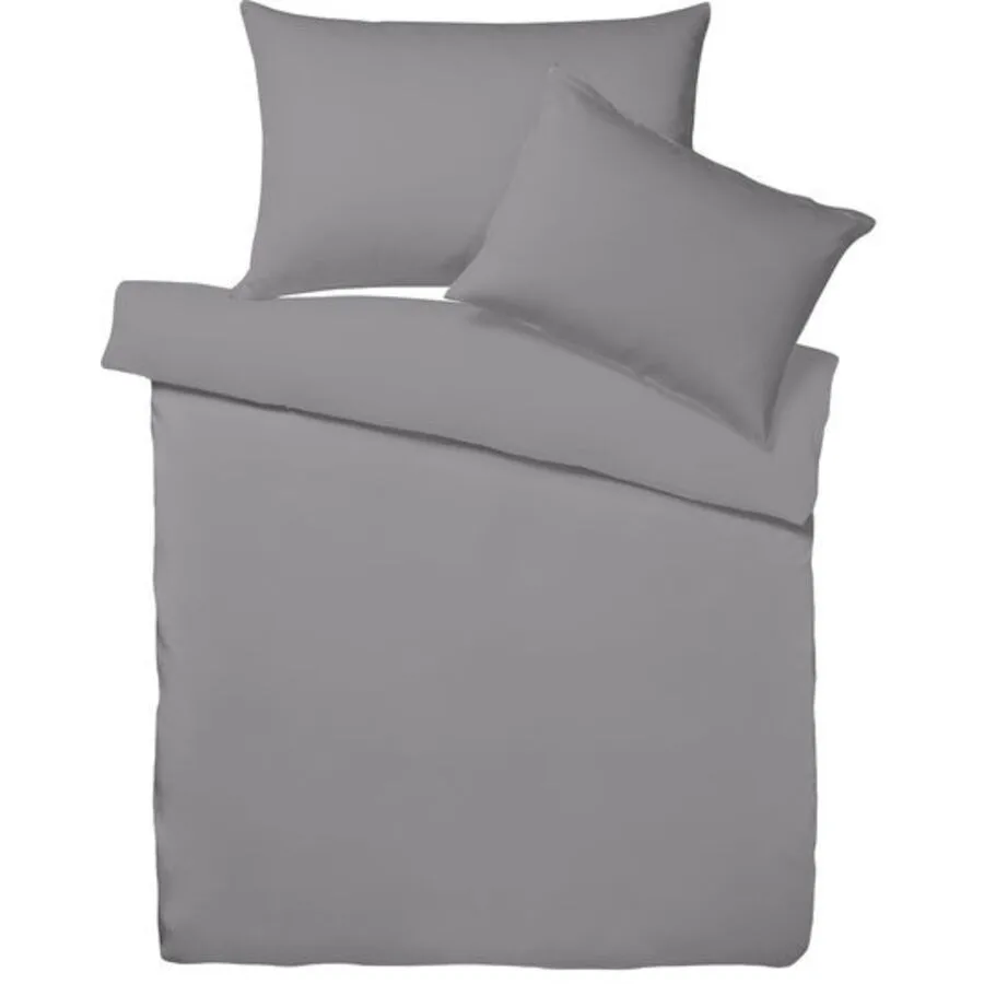 Living Home Bettwäschegarnitur Melange Uni grey Baumwolle 160 x 210 70 x 50 cm