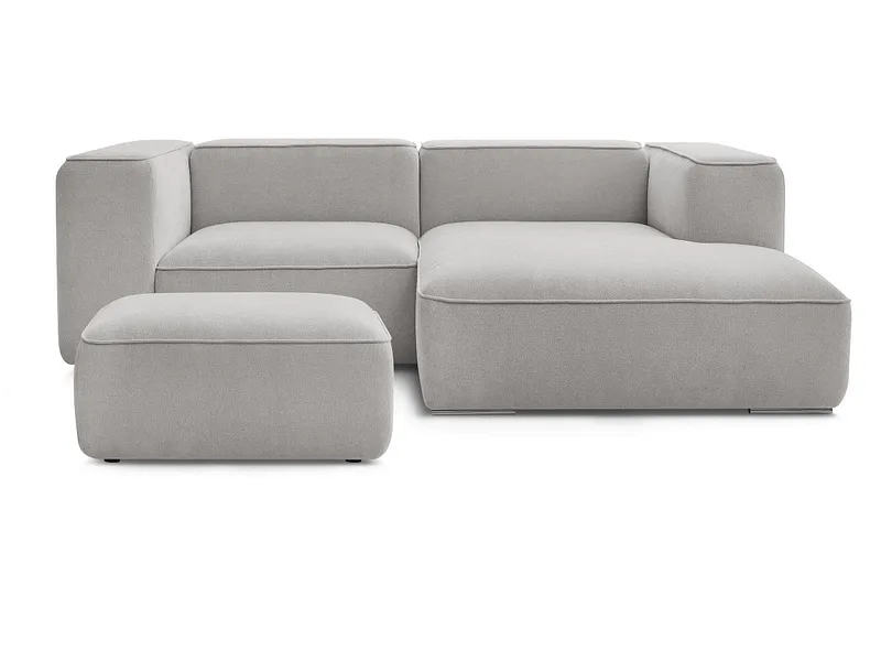 Ecksofa mit Hocker BOBOCHIC ZEPHYR Stoff mit Textur hellgrau