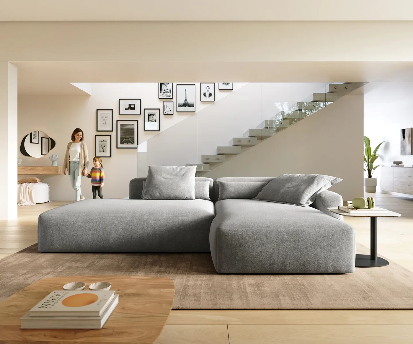 Ecksofa Freestyle Pure 310x200 cm Strukturstoff Soft Grau