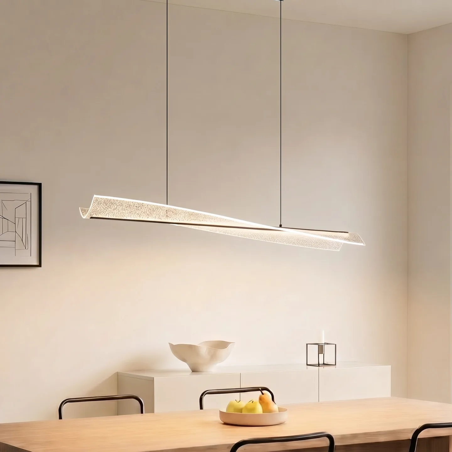 Vellia LED-hængelampe 112 cm CCT sort - Lucande - Stue - Moderne - Metal - Med én lyskilde