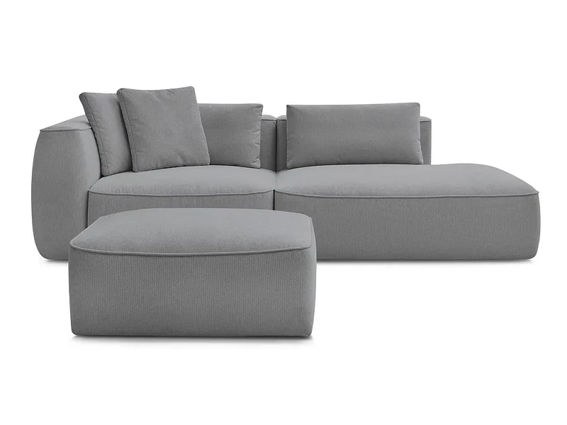 3er Sofa mit Hocker BOBOCHIC LEOPOLD Stoff chiniert hellgrau