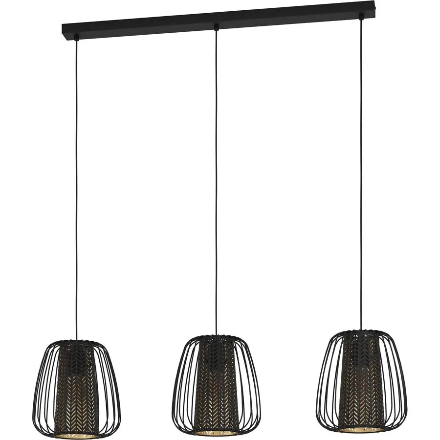 Eglo Pendellampe Curasao Gold/Schwarz Stahl/Stoff 23.5 cm 99.5 cm - Farbe: schwarz-gold