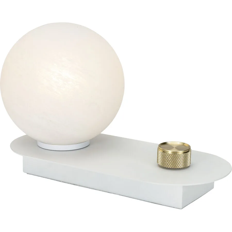 Tischlampe Belluno Weiss Stein/Metall 23 cm 13.5 cm - Material: Marmor/Metall - LED - Lichtfarbe: Warmweiss - LED Energiesparlampen