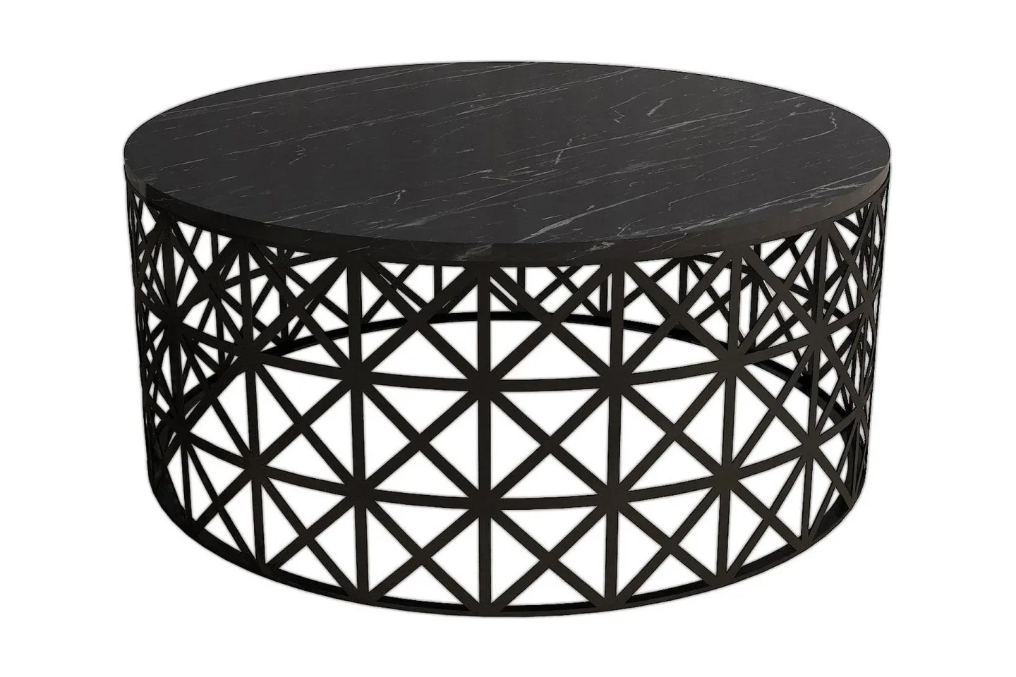 Schammel Soffbord 90 cm Runt Marmormönster - Svart
