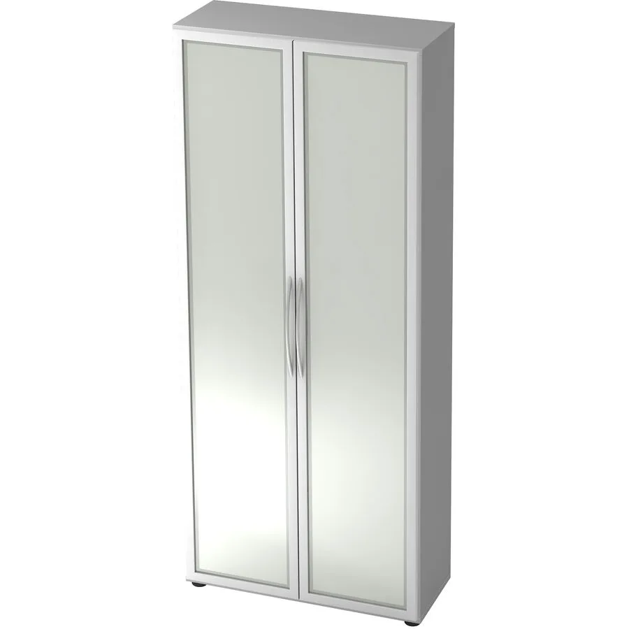 Aktenschrank Office silber, grau, semi transparent Holzwerkstoff, Glas, Metall B 80 H 188 cm