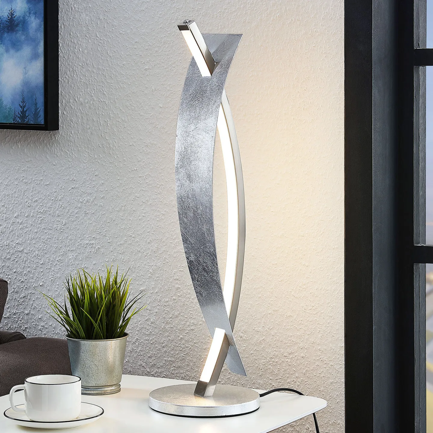 Marija Bordslampa Silver - Lucande - Vardagsrum - Modern - Metall - Med en ljuskälla