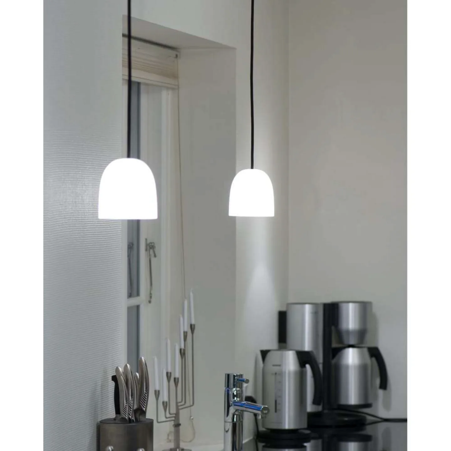 Super 90 Pendelleuchte Opal/Weiß Kabel - Piet Hein - Esszimmer - Glas