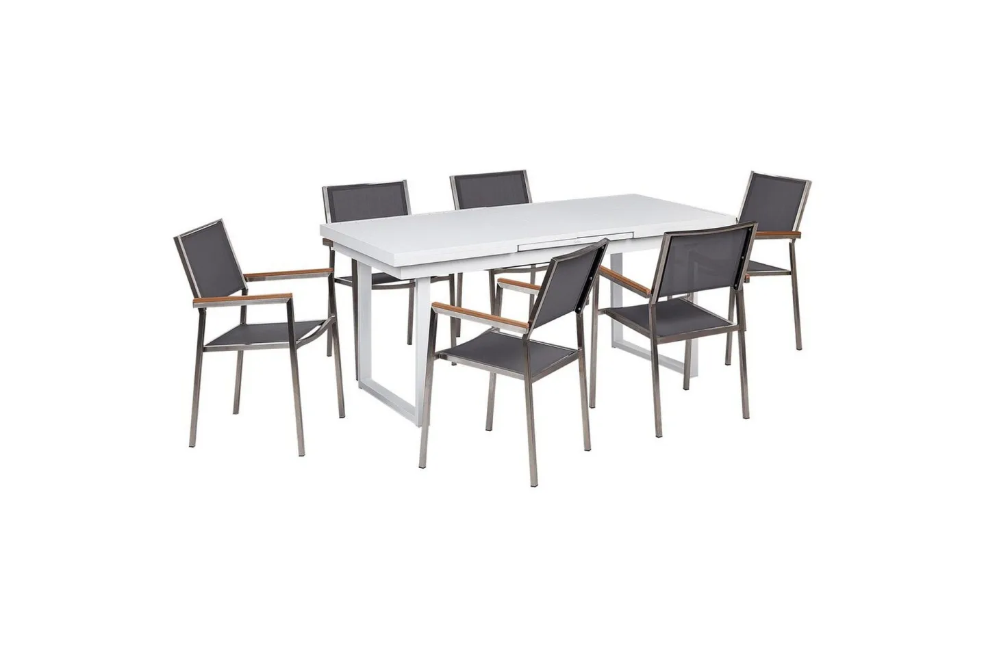 Matsalsset Valcanetto/Grosseto Vit/Grå/Silver, 6-Sits - Vit/Grå/Silver, 6-Sits
