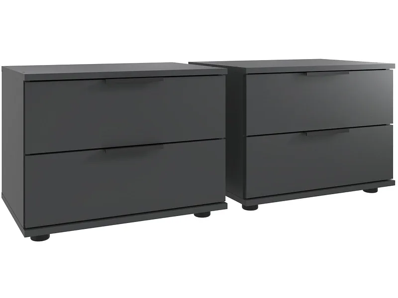 2 Nachttische-Set MIDNIGHT 2 Schubladen 52x38x40cm grafit melamin
