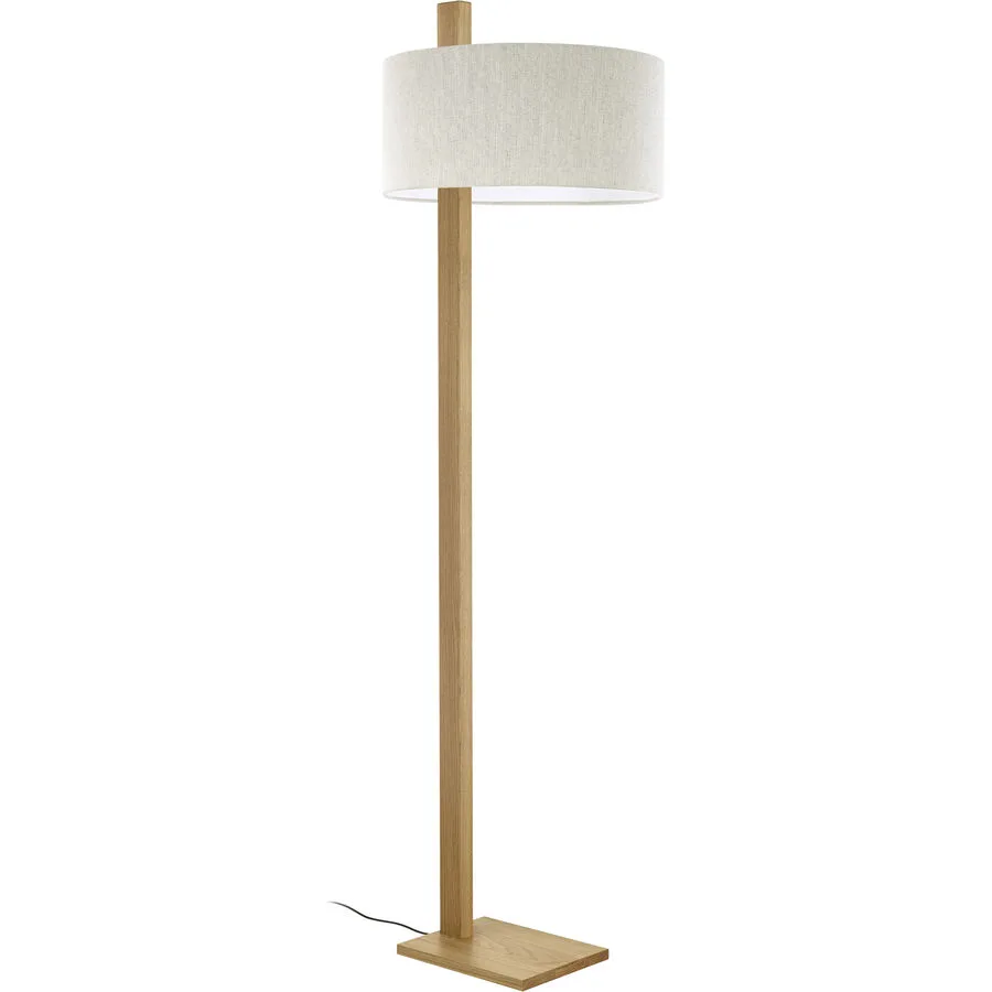 HERZBLUT Stehlampe Lydia Weiss/Braun Metall/Holz 32 cm 178 cm - Farbe: weiss, natur - Material: Nickel/Holz
