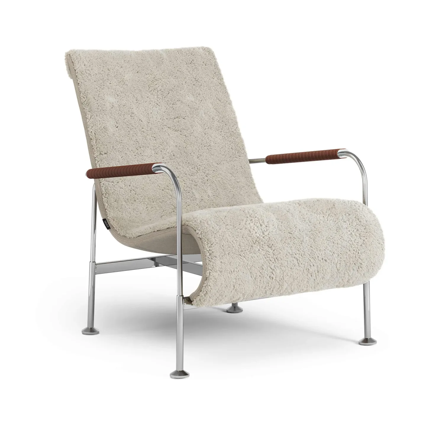 Swedese Serpentine Sessel Lammfell Moonlight-Chrom-Tärnsjö Cognac