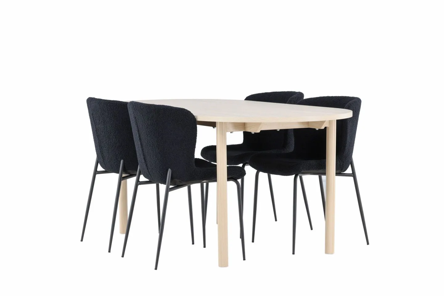 Andy Matgrupp 180 cm Oval med 4 Modesto stolar - Whitewash/Svart