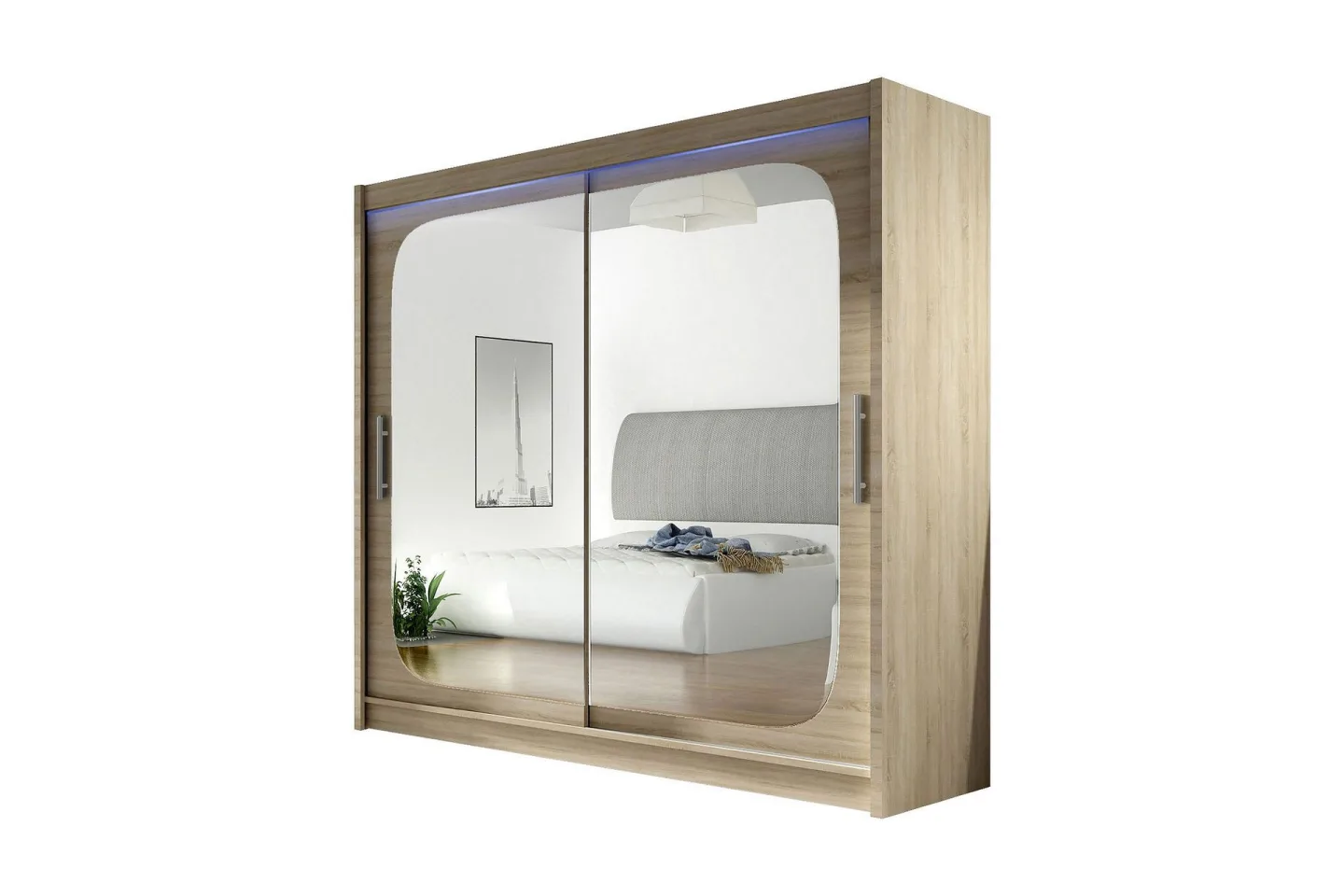Prag Garderob 180x57x215 cm - Beige|Vit