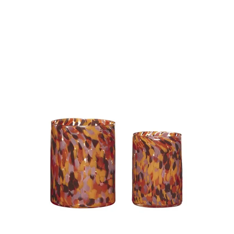 Hübsch Luce Windlicht 2er-Pack Orange-rot
