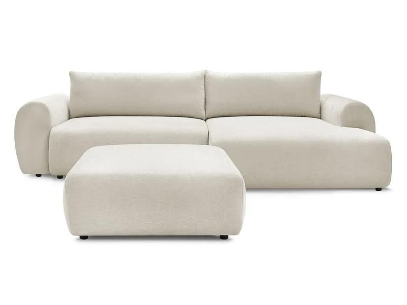 Ecksofa mit Hocker BOBOCHIC LUCIEN Stoff beige