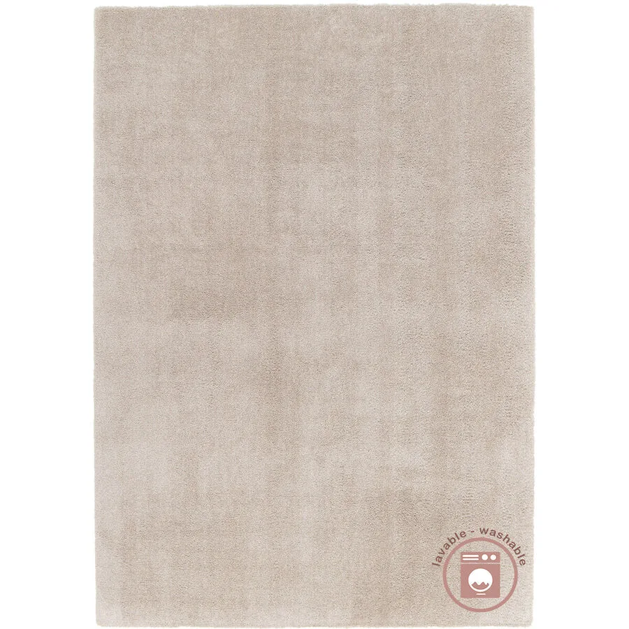 Teppich Etienne leinenfarbig Einfarbig Recycled Polyester 170 x 120 cm