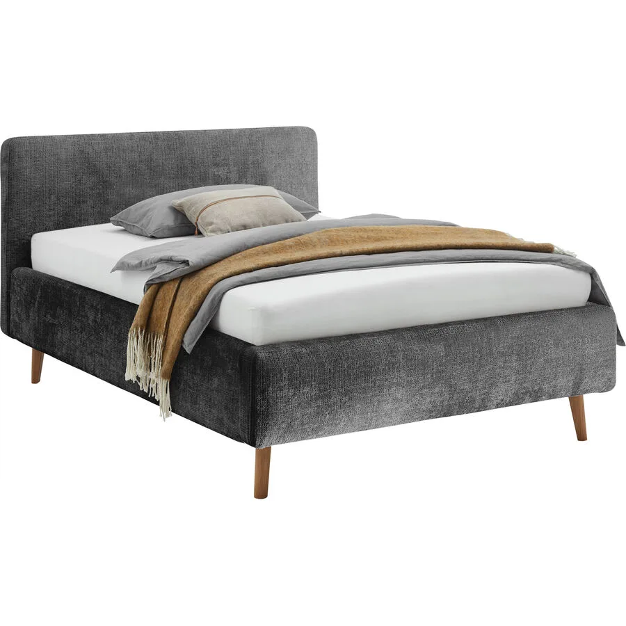 Bett Senja anthrazit Polyester/Baumwolle 140 x 200 cm
