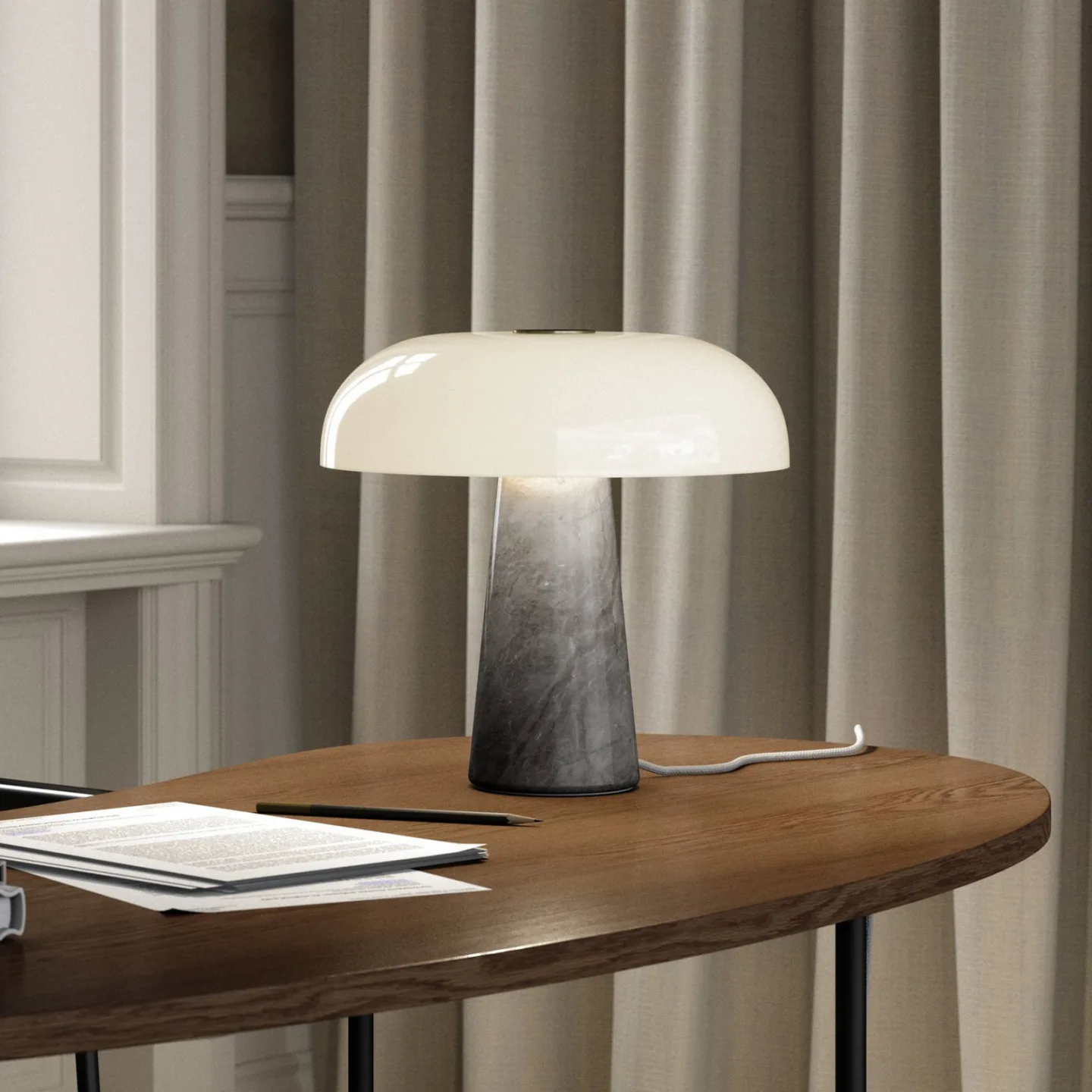 Glossy Tischleuchte Grau - DFTP DFTP by Nordlux - Wohnzimmer - Design - Stein - Mit Schirm