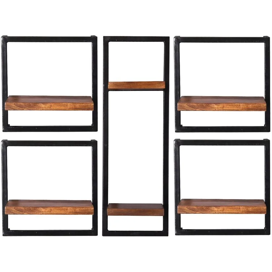Wandregal Ecuador natur, schwarz Mangoholz, Metall B 105 T 25 cm