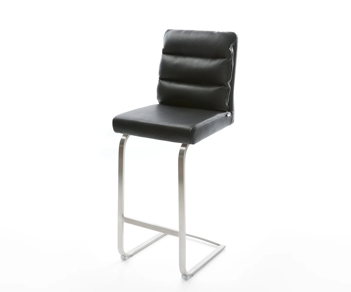 Barstuhl Pela-Flex Echt-Leder Schwarz Freischwinger flach Edelstahl