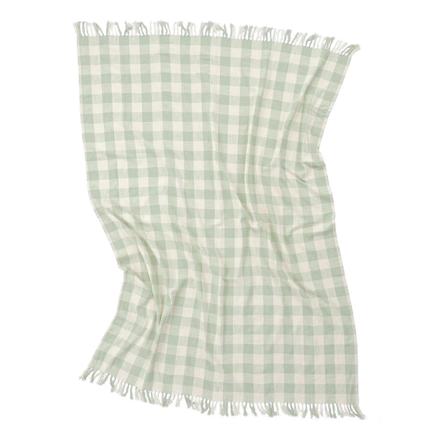 Pledd - Isela check cotton throw (krem/lys grønn) (Størrelse: 130 x 170 cm)
