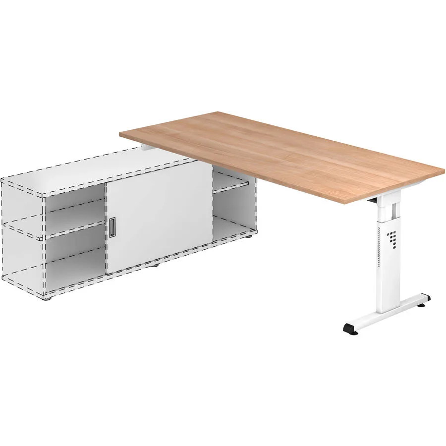 Anbauschreibtisch Office Nussbaum/weiss Holzwerkstoff B 180 T 80 cm