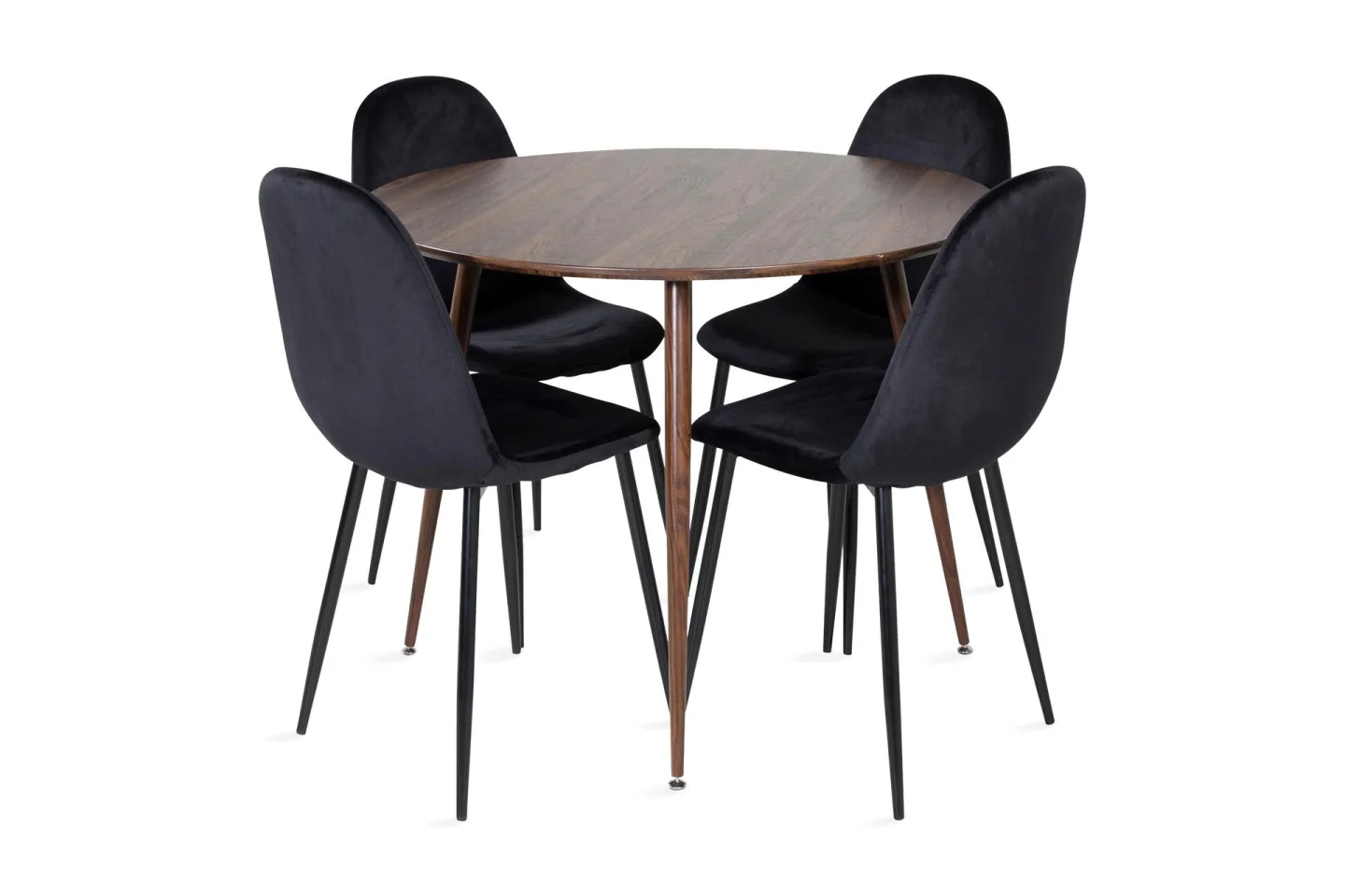 Ridones Matgrupp 100 cm Rund inkl 4 Pontus Stolar - Brun/Svart